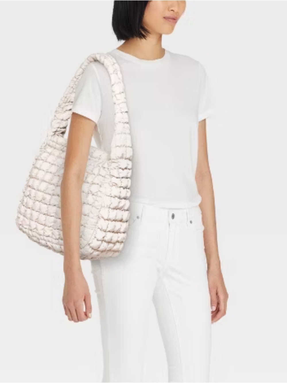 Wild Fable Puffer Hobo Cream Off-White Shoulder Bag